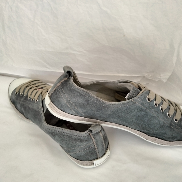 PRADA Sz 38.5 suede Leather Low-top Sneakers women's authentic - Picture 10 of 12